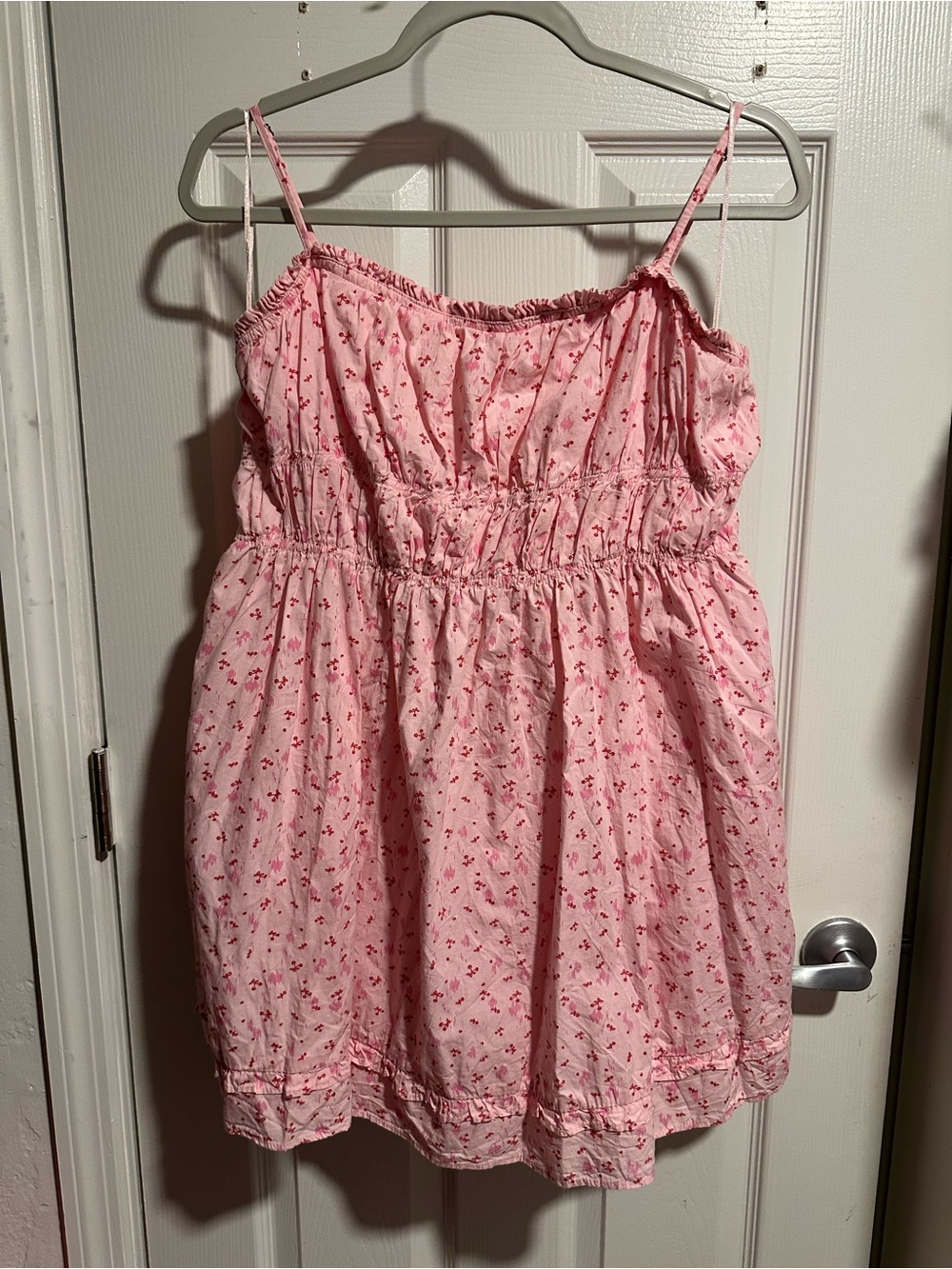 Free People Gabby Cherry Print Pink Dress Size Medium